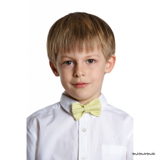 Child yellow with green polka-dot bow tie, cotton