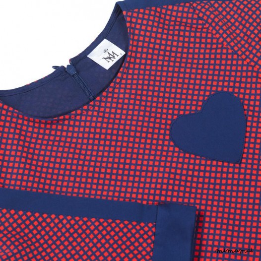 Frill Panel Dress red and navy