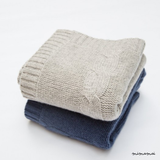Cashmere Cable Blanket - Navy