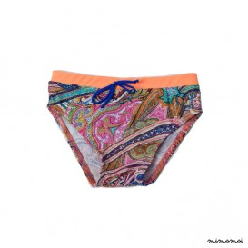 Costumino Slip Arancio Fantasia Fiori