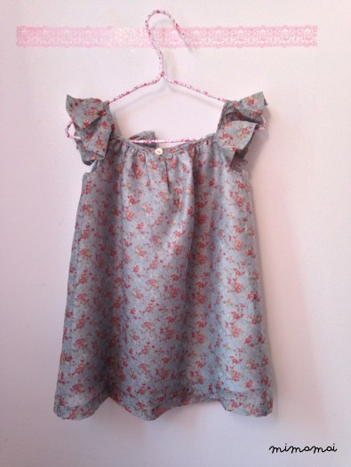 Girl dress, Blue and Coral Flower Frilly Girl&rsquo;s Dress, Flower girl&rsquo;s dress
