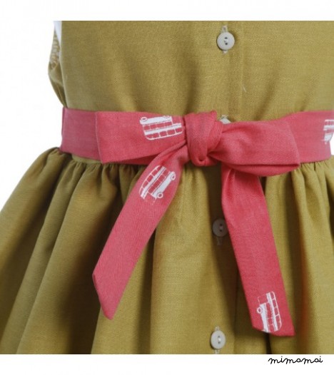 Martha Dress London Print in Mustard