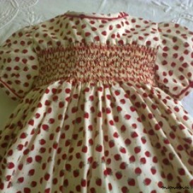 Strawberry Print on Cream 100% Cotton Dress