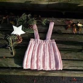 Baby girl pleated skirt, handmade knitwear of organic cotton, soft rose