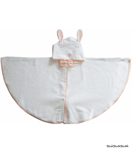 CAPE DE BAIN BOLSA ROSE AVEC POMPON BRODERIE OFFERTE