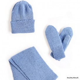 Children/Toddler knitted Virgin wool Mittens, Beanie and Scarf set