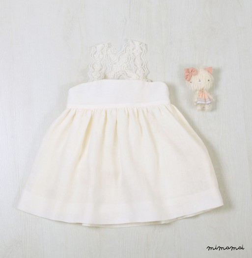Toddler linen dress, Girls Beige dress, Toddler dress, Romantic Girls dress