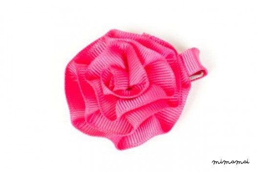 Rosette Hair Clip - Hot Pink