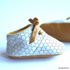 3-6 months Slippers / Baby Shoes Lamb Leather White Mustard Yellow