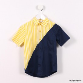 Short-sleeved Slash Shirt yellow and navy