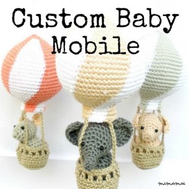 Custom baby mobile, personalized hot air balloon mobile, ooak mobile
