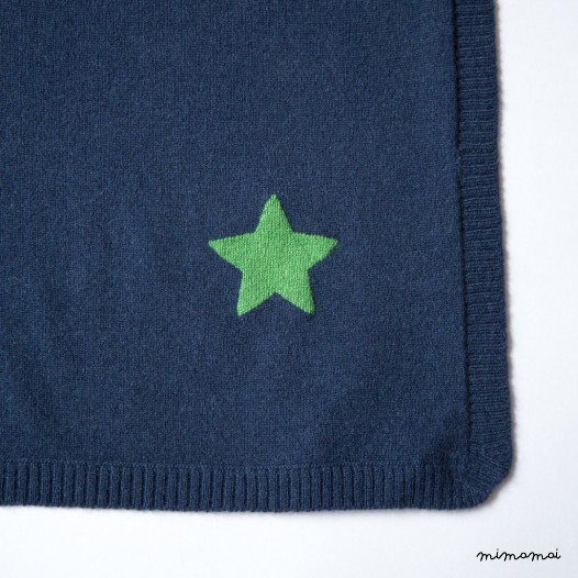 Cashmere Baby Blanket with Star - Navy