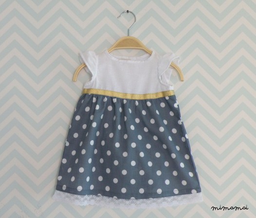 Little girl First Birthday dress, Polka dots