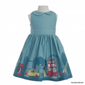 Millie Dress London Print in Turquoise