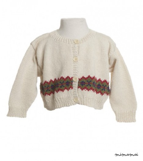 Handknitted Zigzag Cardigan in Cream