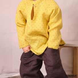 Linen violet brown trousers.Two front pockets