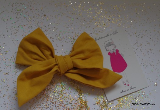 Barrette gros noeud MOUTARDE