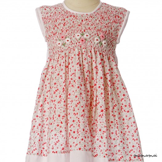 Lilac-Bordered Copper dress smocked floral