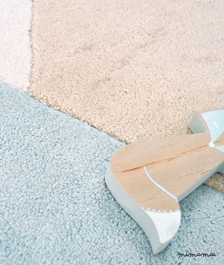 Tapis coton g&eacute;om&eacute;trique menthe glac&eacute;e