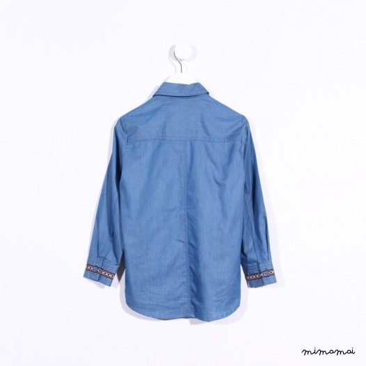 Long-sleeved Suspenders Shirt light denim
