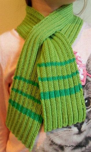 Childrens scarf, Merino wool, Green & Emerald