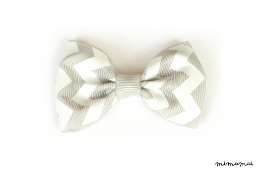 Large Chevron Bow Hairclip Grey