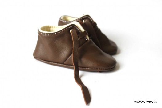 6-12 Months Slippers / Baby Shoes Soft Sole Lamb Leather Brown Marron OwO SHOES