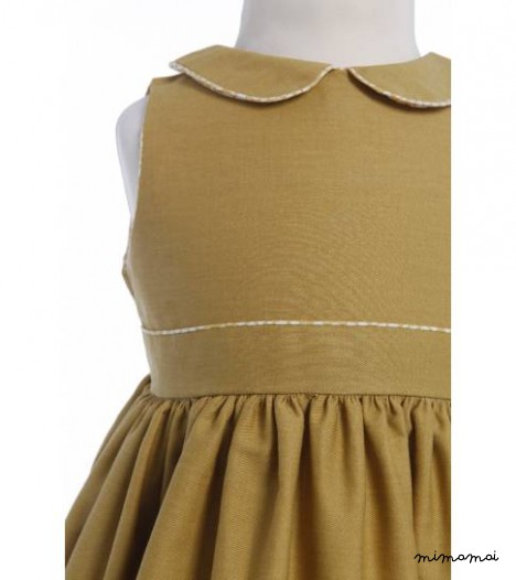 Millie Dress London Print in Mustard