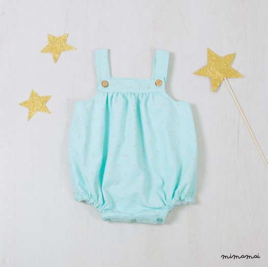 Rompers baby girls, Pretty mint with golden dots romper, Girls Bubble