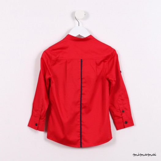 Long-sleeved Mandarin Shirt red