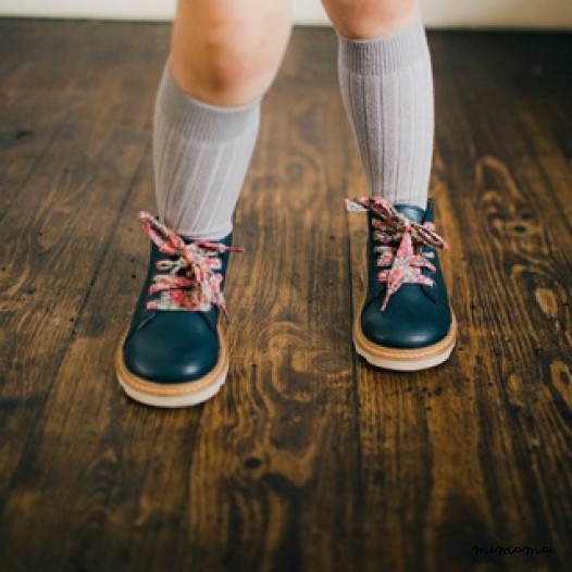 Hattie navy monkey boot with Liberty laces