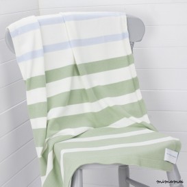 Battledown Green Striped Cotton Blanket