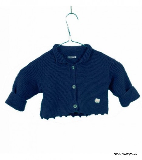 Scalloped Cardigan in Navy