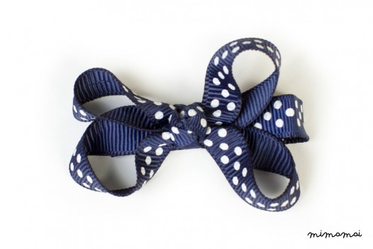 Small Navy Dotted Bow