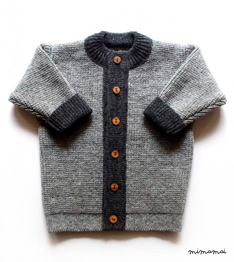 Babies/Children's knitted lambswool crew neck Cardigan with oak buttons/jacket