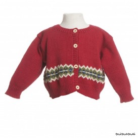Handknitted Zigzag Cardigan in Red