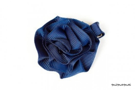 Rosette Hair Clip - Navy Blue