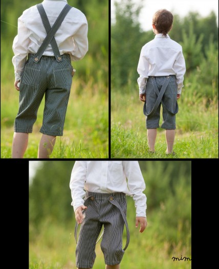 Suspender striped short pants