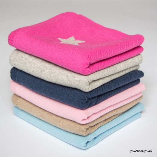Cashmere Baby Blanket with Star - Beige M&eacute;lange
