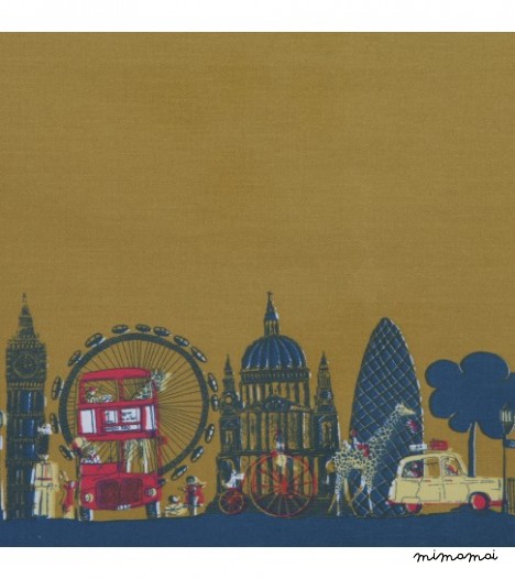 Betty Dress London Print in Mustard