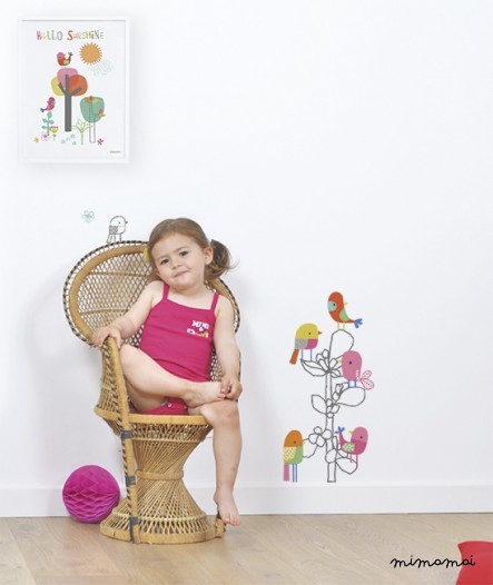 Affiche d&eacute;co enfant oiseaux