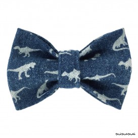 Child denim with dinosaur pattern bow tie, cotton
