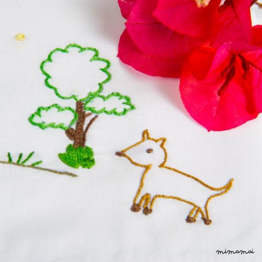 Red Riding Hood baby linen sheet pillowcase,hand embroidered,cradle stroller