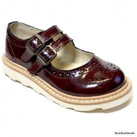 Lou Lou double buckly Mary Janes cherry