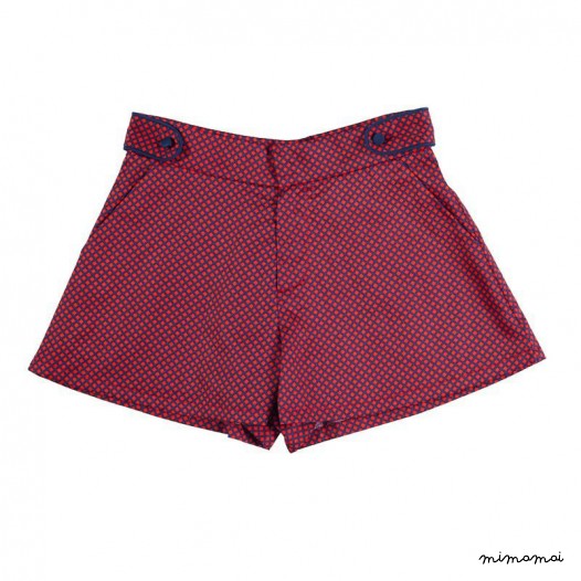Epaulette Flare Shorts red and navy