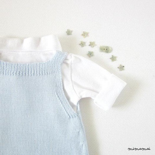 Tuta bambino a maglia in morbida blu con pesci.