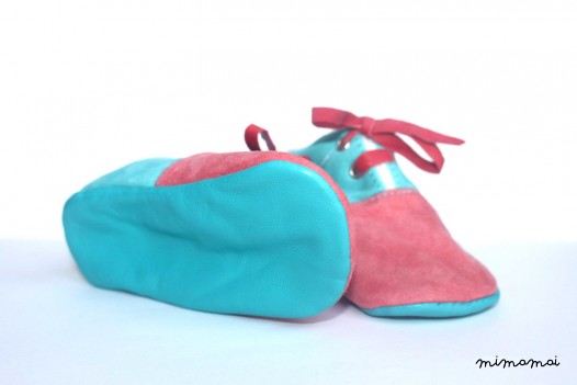 12 - 18 Months Slippers / Baby Shoes Lamb Leather Pastel Pink Blue