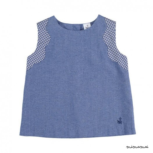 Flower Armhole Top dark denim