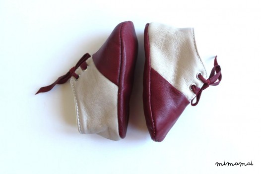 0-3 Months Slippers / Baby Shoes Lamb Leather Claret Red Bordeaux