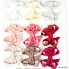 Hair Clip Set Of 9 Small Bows - Neutral